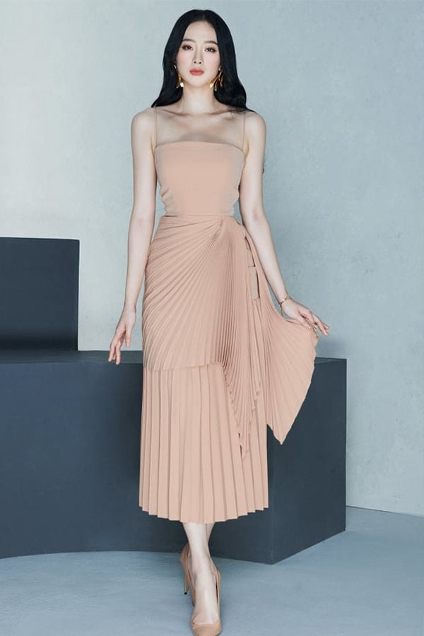 Đầm Midi Hai Dây Nhấn Eo LANE JT