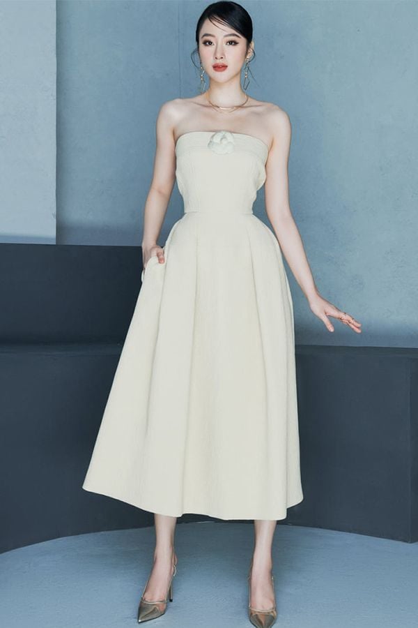 Đầm Midi Cúp Ngực Đính Hoa LANE JT