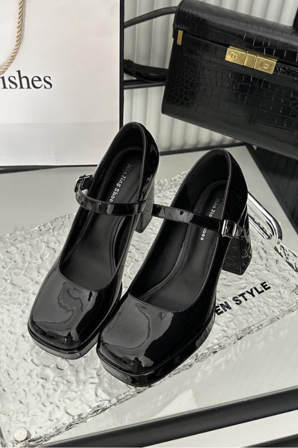 Giày Mary Jane Da Bóng Mũi Vuông OMNES