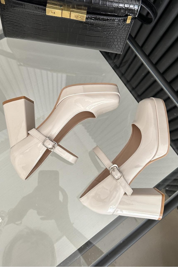 Giày Mary Jane Da Bóng Mũi Vuông OMNES