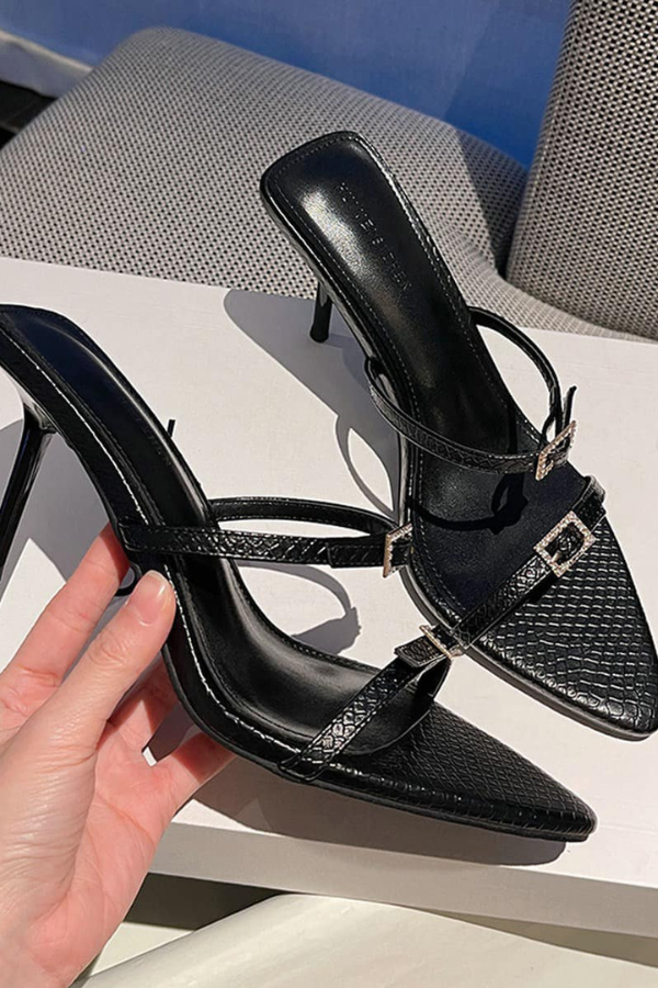 Giày Mũi Nhọn 2 Quai Mãnh Khoá Cài OMNES