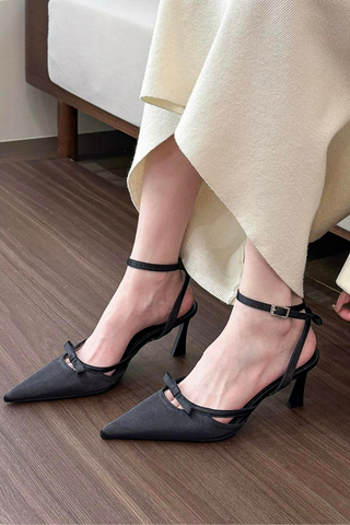 Giày omnes nơ lụa đen