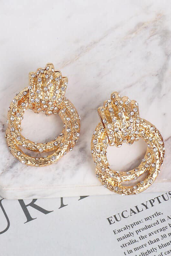 Bông Tai Hình Tròn Mạ Vàng OMNES