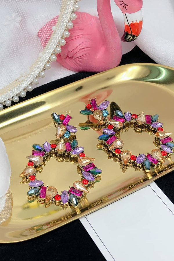 Bông Tai Màu Sắc Cầu Vồng Sáng Bóng OMNES