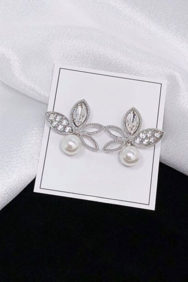 Bông Tai Đính Đá Hình Nhiều Chiếc Lá OMNES