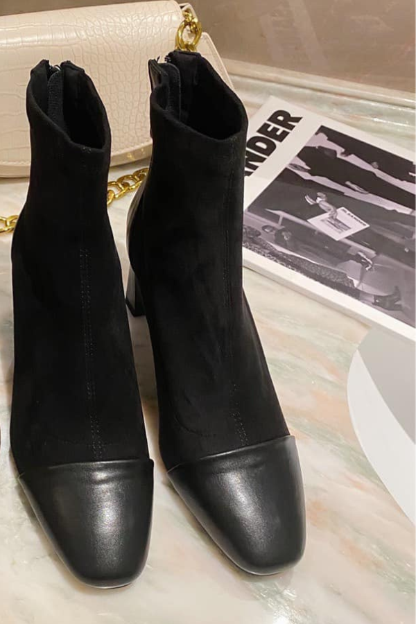 Giày Boot Bệt Mũi Tròn Da Lì OMNES