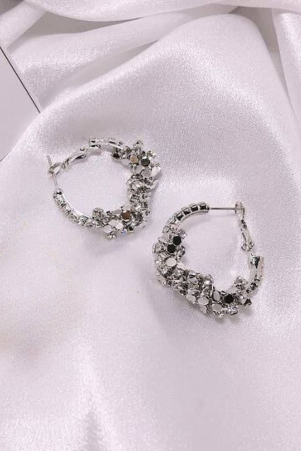 Bông Tai Hình Vòng Trang Trí Bằng Đá Rhinestone OMNES