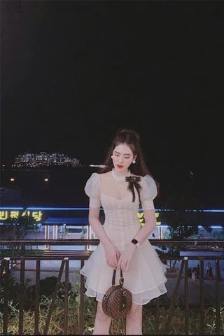 Đầm Ngắn Xếp Tầng Tay Ngắn VANANHSCARLET DESIGN