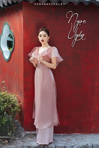 Áo Dài Vai Kiểu Cổ Chữ V VANANHSCARLET DESIGN