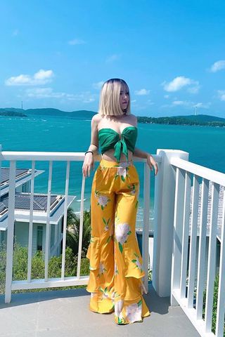 Áo Hai Dây x Quần Dáng Suông Hoa Lá XITA