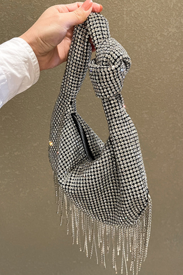 Túi Xách Đính Đá Trắng Silver OMNES