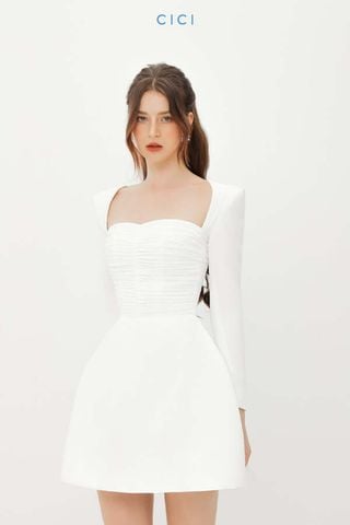 Đầm Ngắn Tay Dài Cổ Vuông CICI