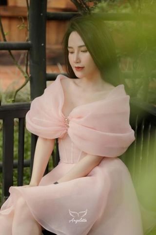 Đầm Ngắn Trễ Vai Dáng Xòe ANGELETTA