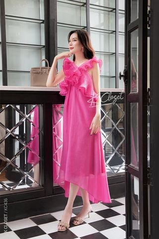 Đầm Midi Voan Mỏng Cổ Kiểu K CLOSET