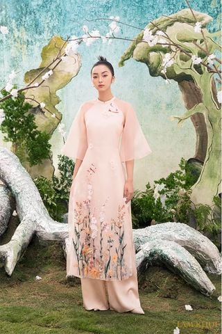 Áo Dài Tay Voan Thêu Hoa LAM KHUE DESIGN