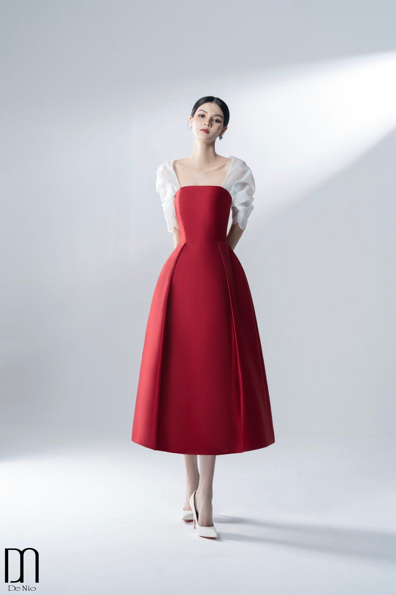 Đầm Midi Vai Kiểu Voan Mỏng DE NIO