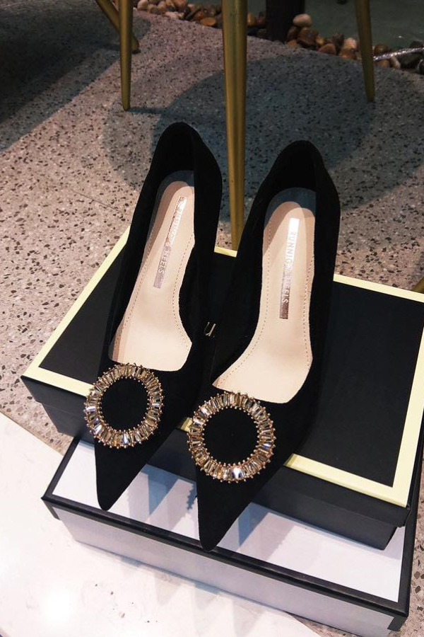 Giày Đính Vòng Đá Da Siêu Mềm OMNES