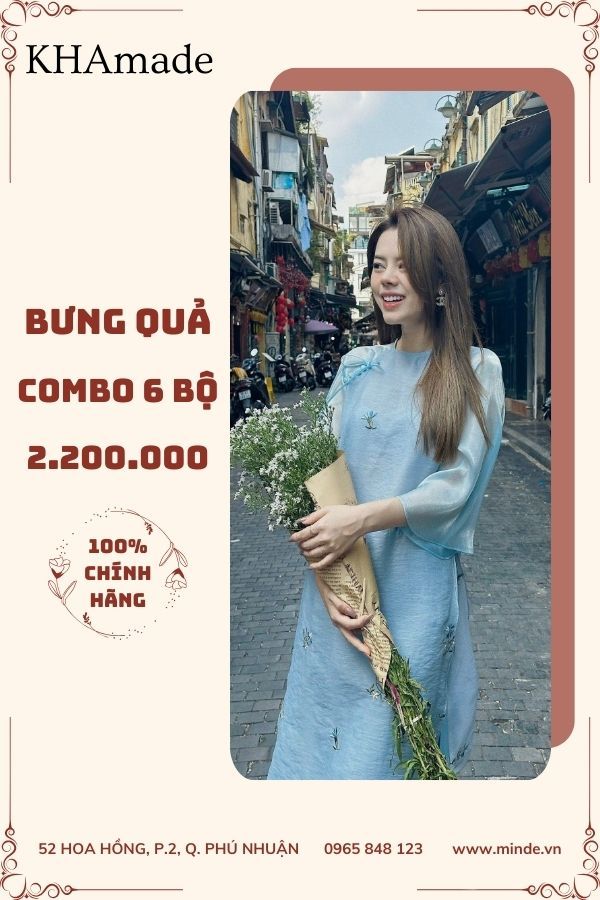 Áo Dài Cách Tân Hoa Thêu Combo Bưng Quả 6 Bộ KHAMADE