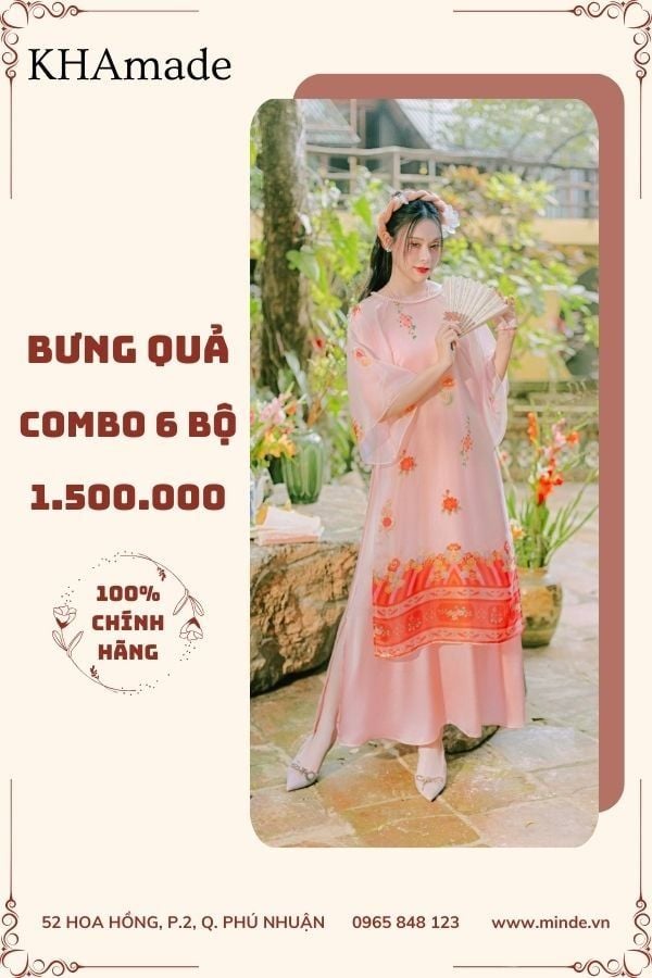 Áo Dài Cách Tân Hoa Văn Combo Bưng Quả 6 Bộ KHAMADE