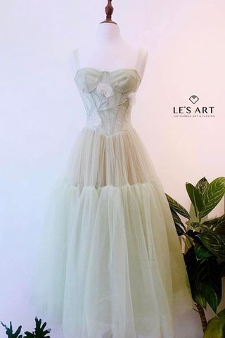 Đầm Maxi Hai Dây Thêu Hoa LE'S ART