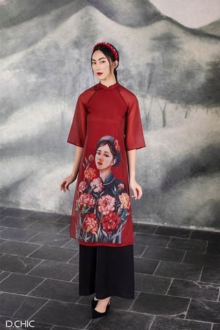 Áo Dài Tay Lửng Hoa Lá D.CHIC