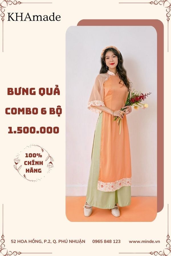 Áo Dài Cách Tân Viền Hoa Combo Bưng Quả 6 Bộ KHAMADE