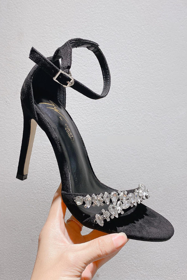 Giày Sandal Da Lộn Mềm Đính Đá OMNES