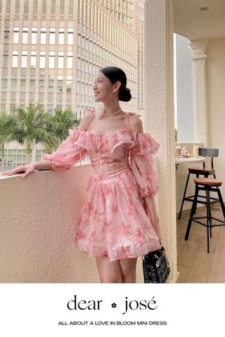 Đầm Ngắn Trễ Vai Hoa Cổ DEAR JOSÉ