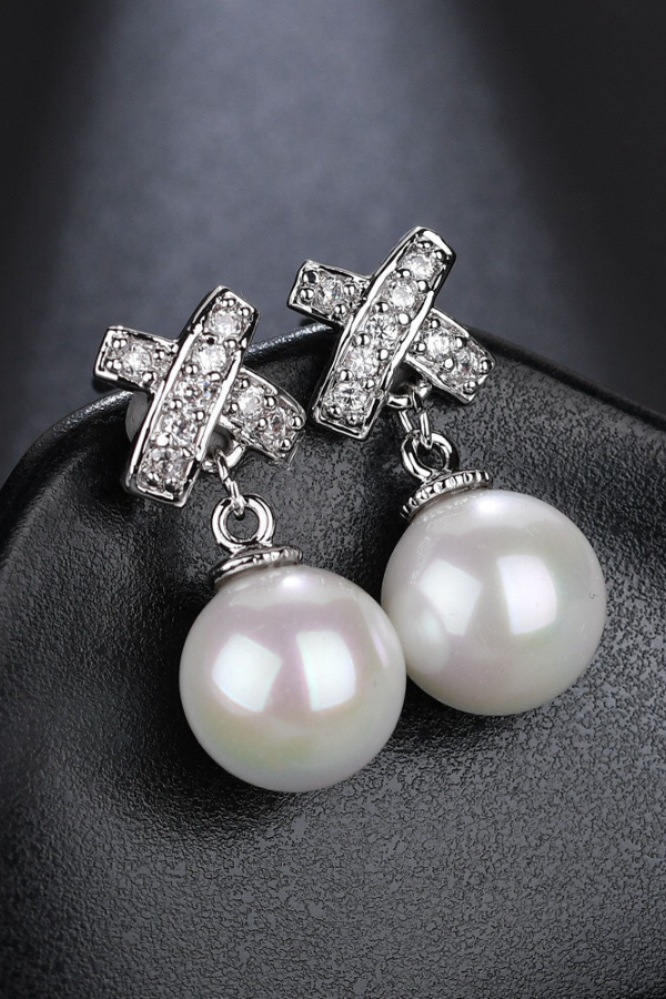 Bông Tai Hạt Ngọc Trai Đính Đá OMNES