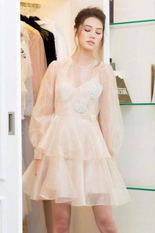 Đầm Ngắn Xếp Tầng Tay Dài LE'S ART