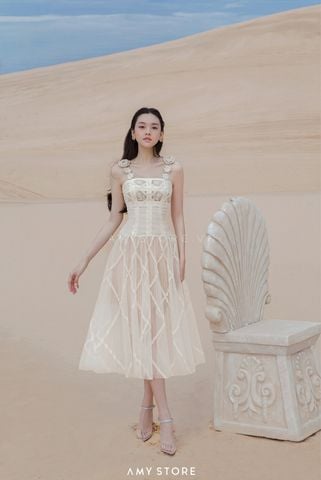 Đầm Midi Hai Dây Voan Mỏng AMY STORE
