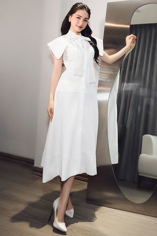 Đầm Midi Nơ Cổ Dáng Xòe LARMES