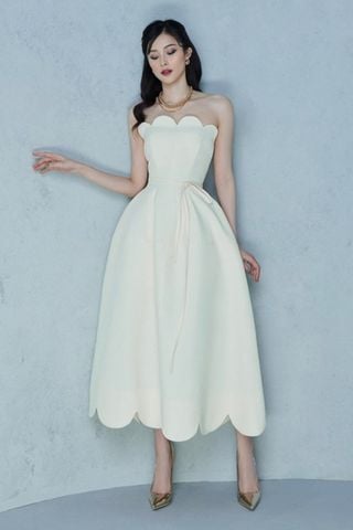 Đầm Midi Cúp Ngực Viền Tròn LANE JT