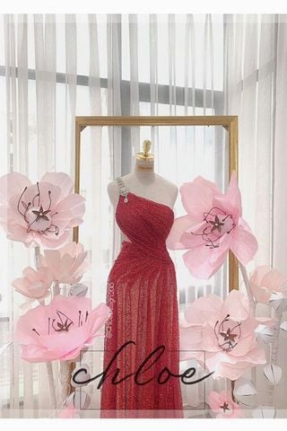 Đầm Voan Lệch Vai Đính Đá CHLOE DESIGN