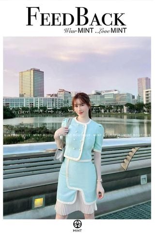 Áo Kiểu Cổ Tròn Viền Trắng x Chân Váy Ngắn MINT BOUTIQUE