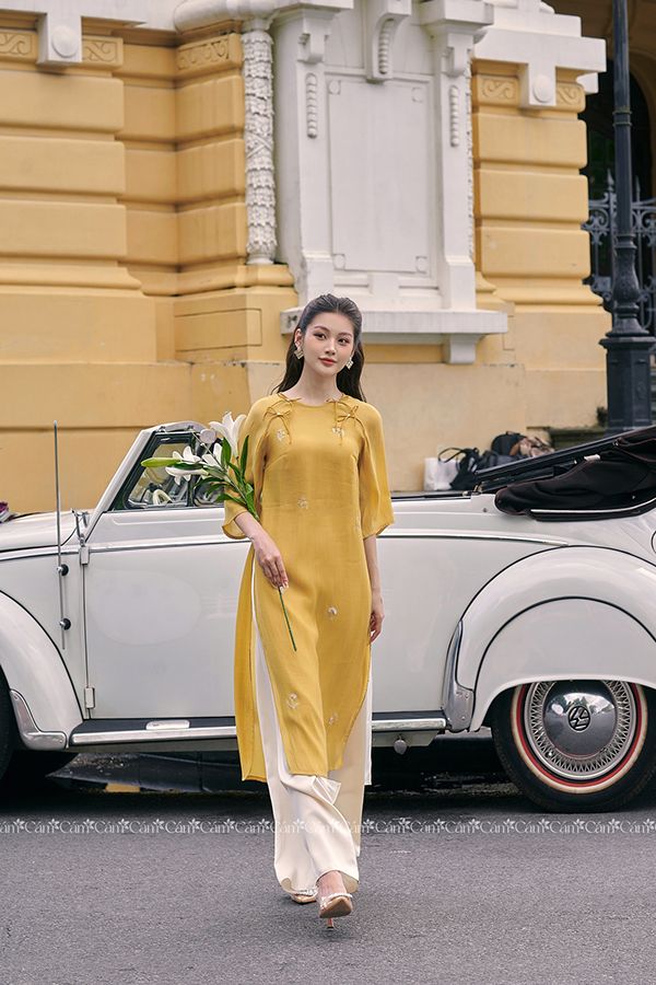 Áo Dài Cách Tân Thêu Hoa ÁO DÀI CÁM
