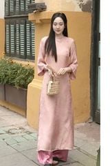 Áo Dài Cách Tân Dáng Suông Gấm Lụa Hoa Viên MINCOS