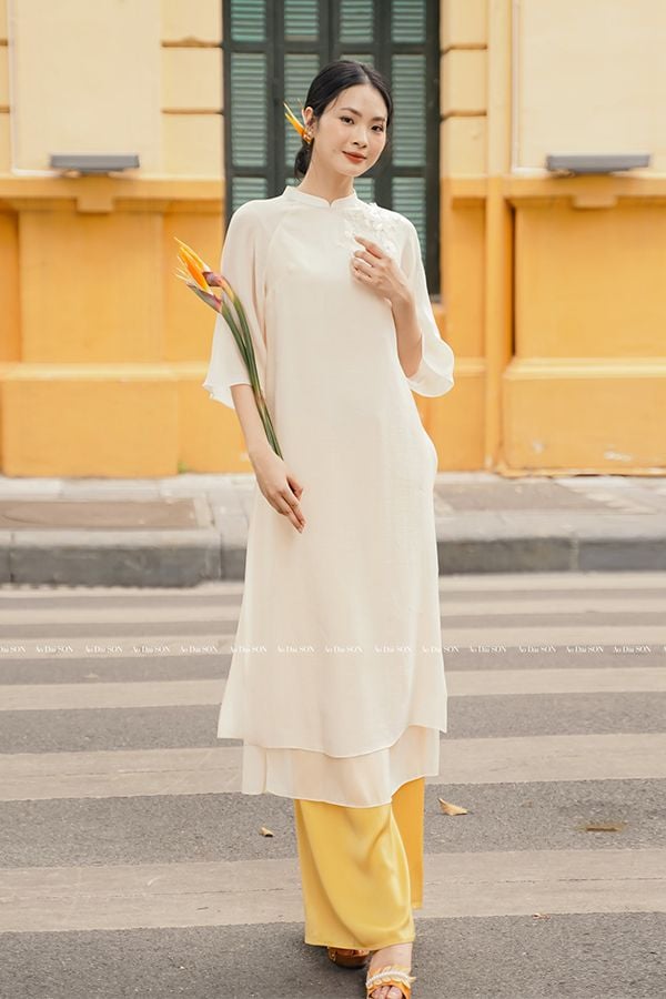 Áo Dài Cách Tân Đính Hoa ÁO DÀI SON