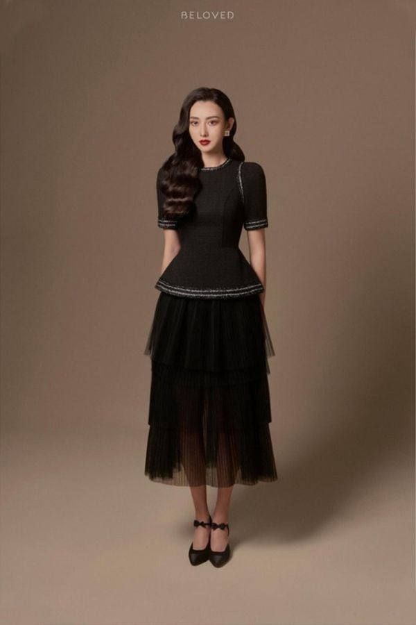Áo Ngắn Kiểu Tay Ngắn x Chân Váy Midi Voan Mỏng BELOVED