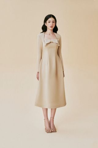 Đầm Midi Tay Dài Đính Nơ BELOVED