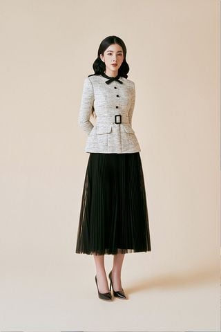 Áo Kiểu Tay Dài x Chân Váy Midi Voan Mỏng BELOVED