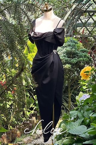 Đầm Midi Hai Dây Nhấn Eo Trễ Vai CHLOE DESIGN