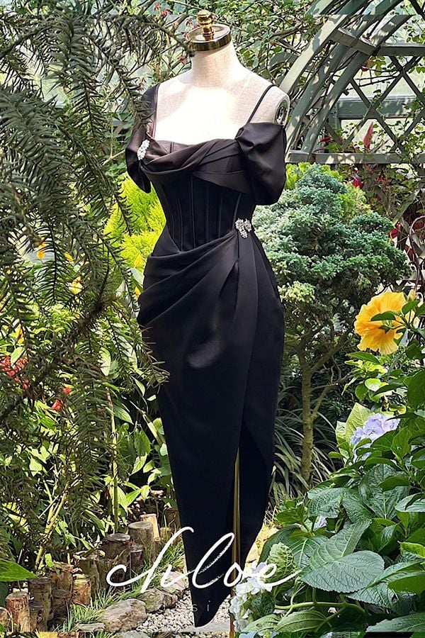 Đầm Midi Hai Dây Nhấn Eo Trễ Vai CHLOE DESIGN