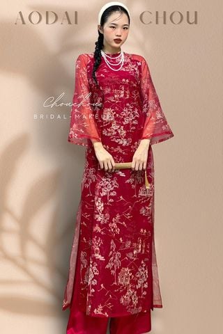 Áo Dài Cách Tân Tay Dài Họa Tiết CHOU BRIDAL