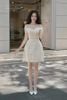 Đầm Ngắn Trễ Vai Phối Ren Trắng Dawn LOVELYN