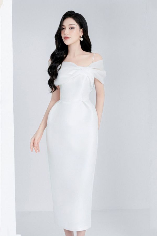 Đầm Midi Trễ Vai Hai Dây DE NIO