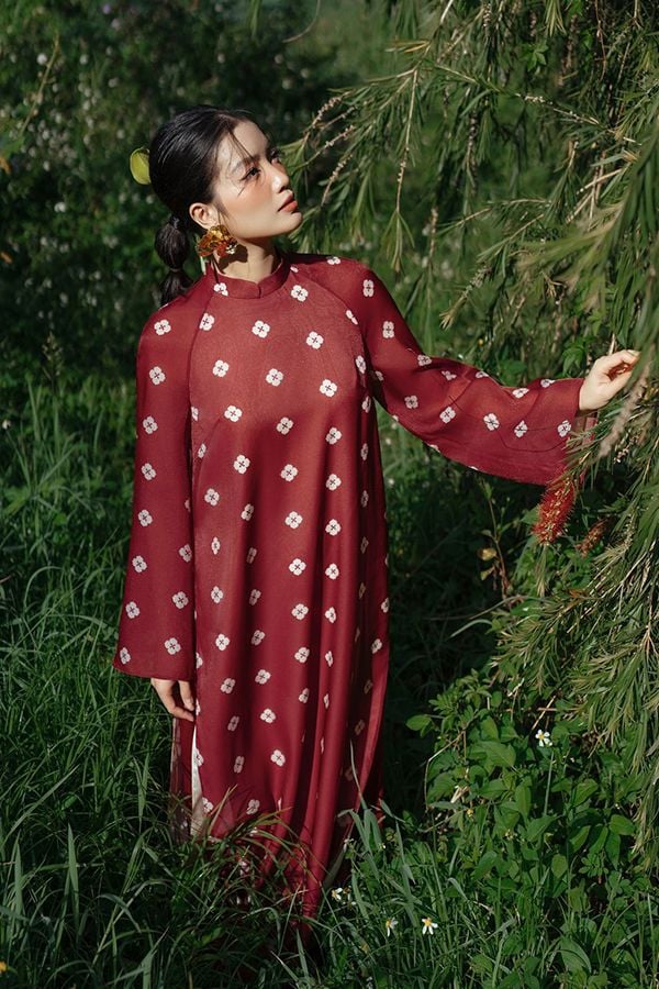 Áo Dài Cách Tân Tay Dài Hoạ Tiết ĐING ĐANG