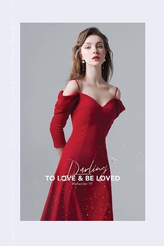 Đầm Midi Hai Dây Trễ Vai Tay Dài ELPIS CLOTHING