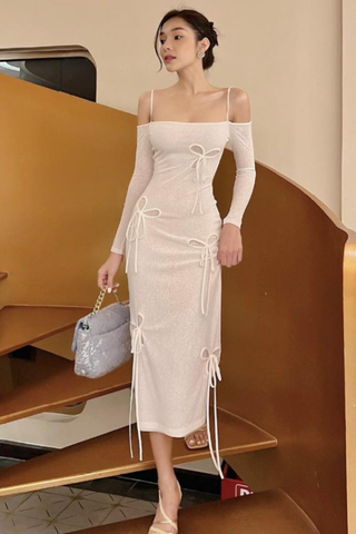 Đầm Midi Hai Dây Tay Dài Trễ Vai ELPIS CLOTHING