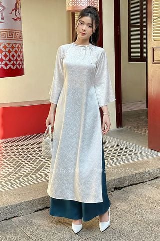 Áo Dài Cách Tân Tay Dài Cổ Tròn GIIAN